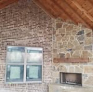 Outdoor fireplace wall detail