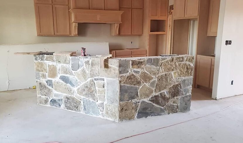 Custom stone kitchen island